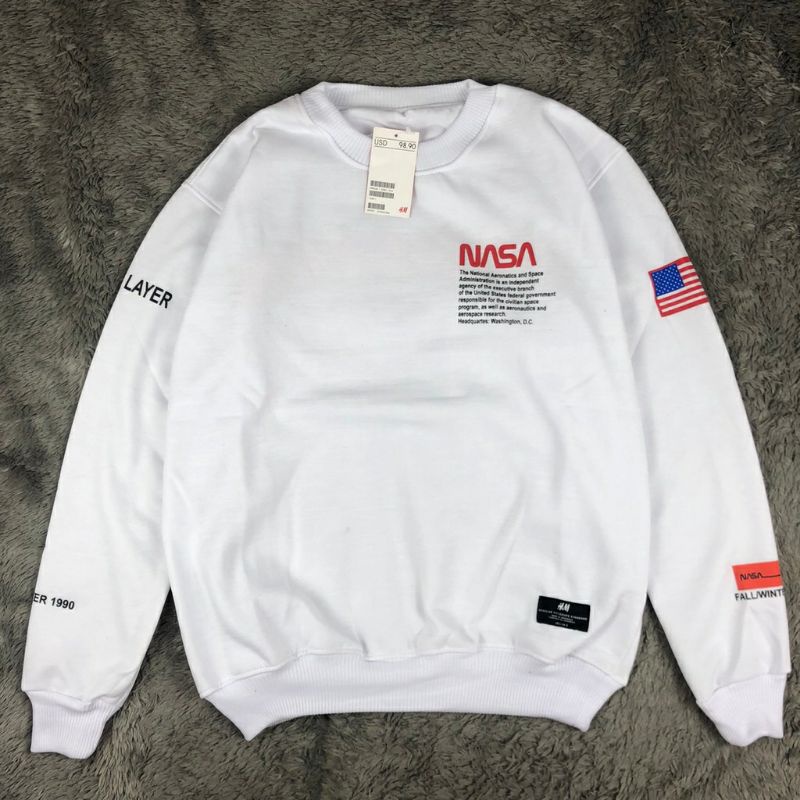 SWEATER CREWNECK NASA PLAT H&amp;M/CREWNECK NASA PLAT H&amp;M/PRIA/WANITA/TERMURAH/COD.