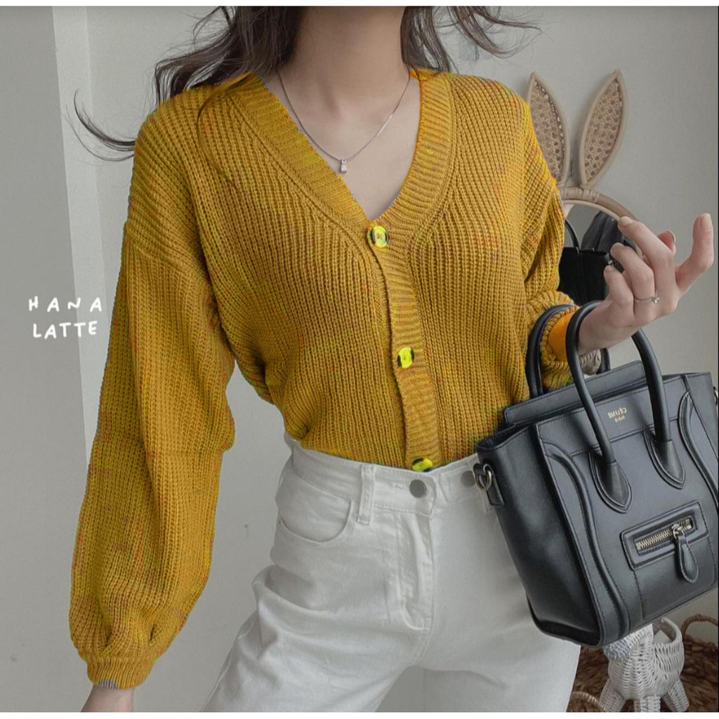 Cardi Monaco | Cardigan Rajiut Wanita Korean Style  / Strady Varius Cardigan RIB-MUSTARD