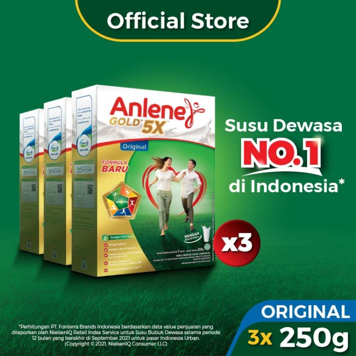 

Anlene Gold 5X Susu Bubuk Original 3 x 240g-Tulang, Sendi & Otot
