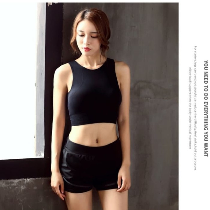 PROMO SPORT BRA GENIE BRA PASTEL YOGA BRA BAJU GYM WANITA PREMIUM QUALITY - HITAM, S