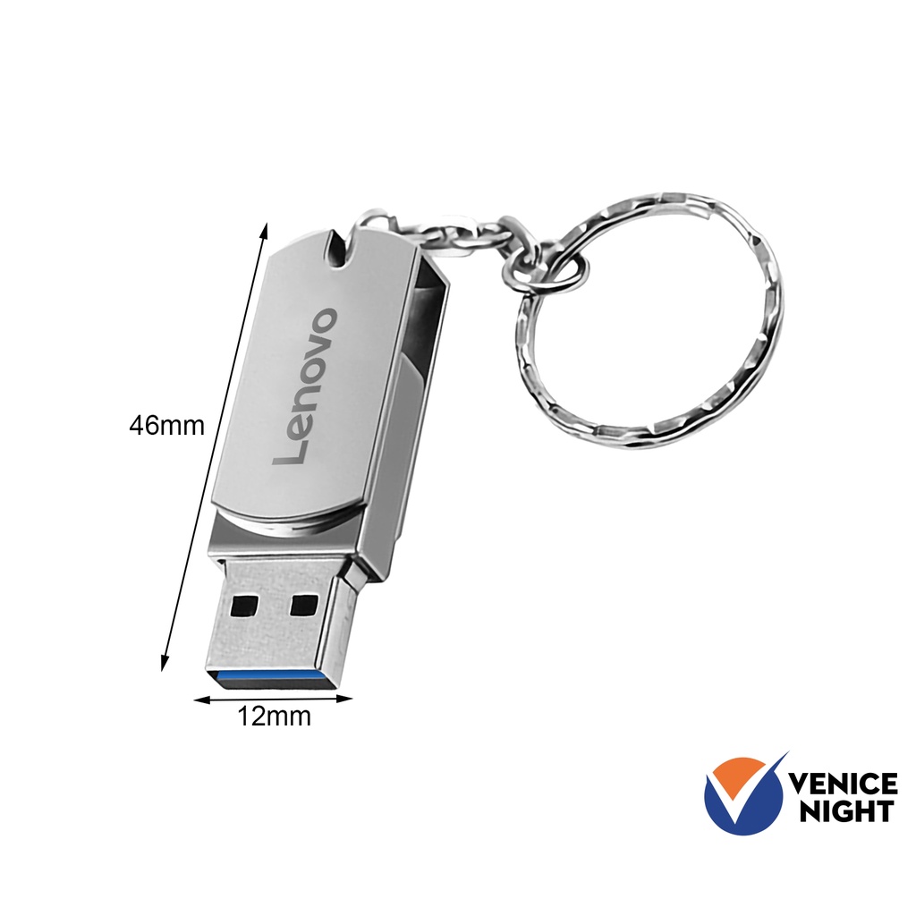 (BB) Lenovo Flashdisk USB 3.0 Kapasitas 1 / 2TB Bahan Metal Dengan Adapter