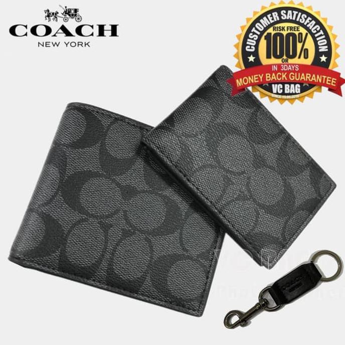 -SIAP KIRIM- COACH ID SIGNATURE WALLET BLACK + CARD HOLDER BNIB 100% AUTHENTIC
