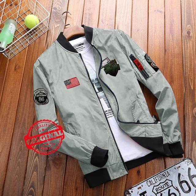 TOTOTAshop.Jaket Bomber pria DIVISION,bahan parasut tebal,variasi LOGO 5 Titik.real pict