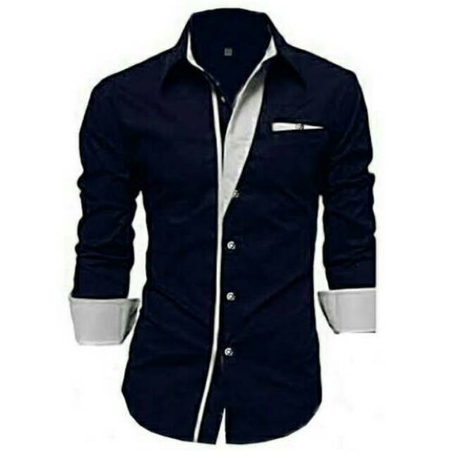 Kemeja Pria Lengan Panjang Kemeja Kerja Lelaki Kemeja Pria Hitam Kemeja Fashion Pria Kemeja Modern Shopee Indonesia