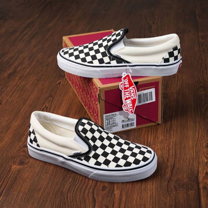 Sepatu Vans Slip On Classic Chekerboard White/Black Evb Vietnam Pk Version Bnib