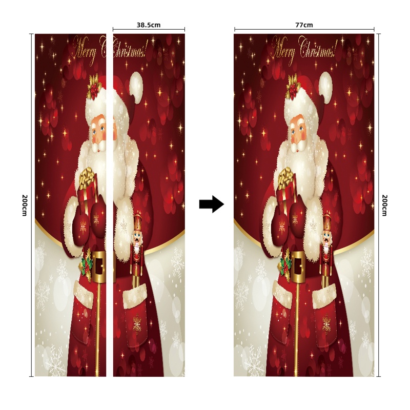 Zzz 2pcs / set Stiker Dinding / Pintu / Kulkas Motif Santa Claus Natal Anti Air Untuk Dekorasi Rumah