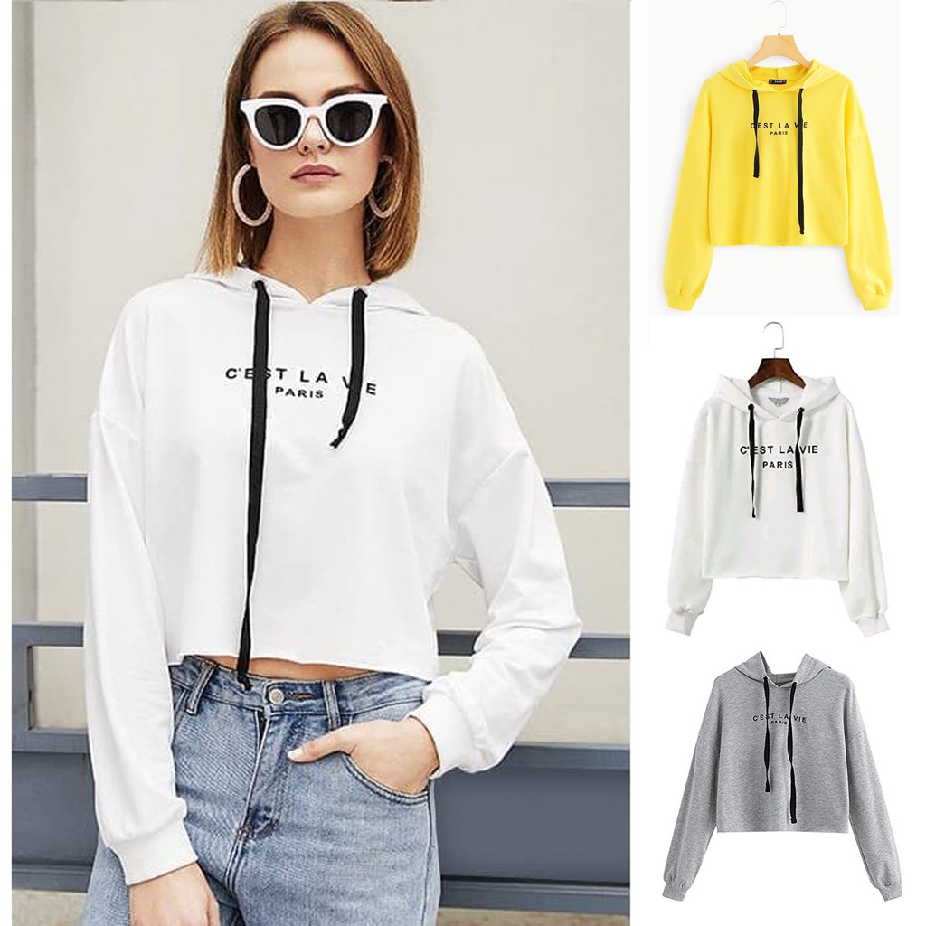 Bess - Sweater Hoodie Crop Murah / Sweater Hoodie Crop C'EST LA VIE PARIS