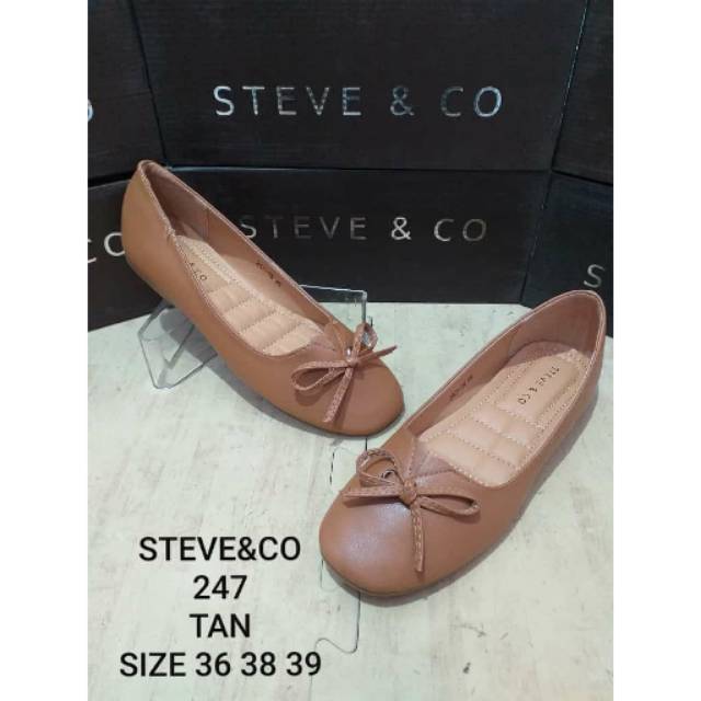 Steve&co sepatu flat shoes warna Tan&blue