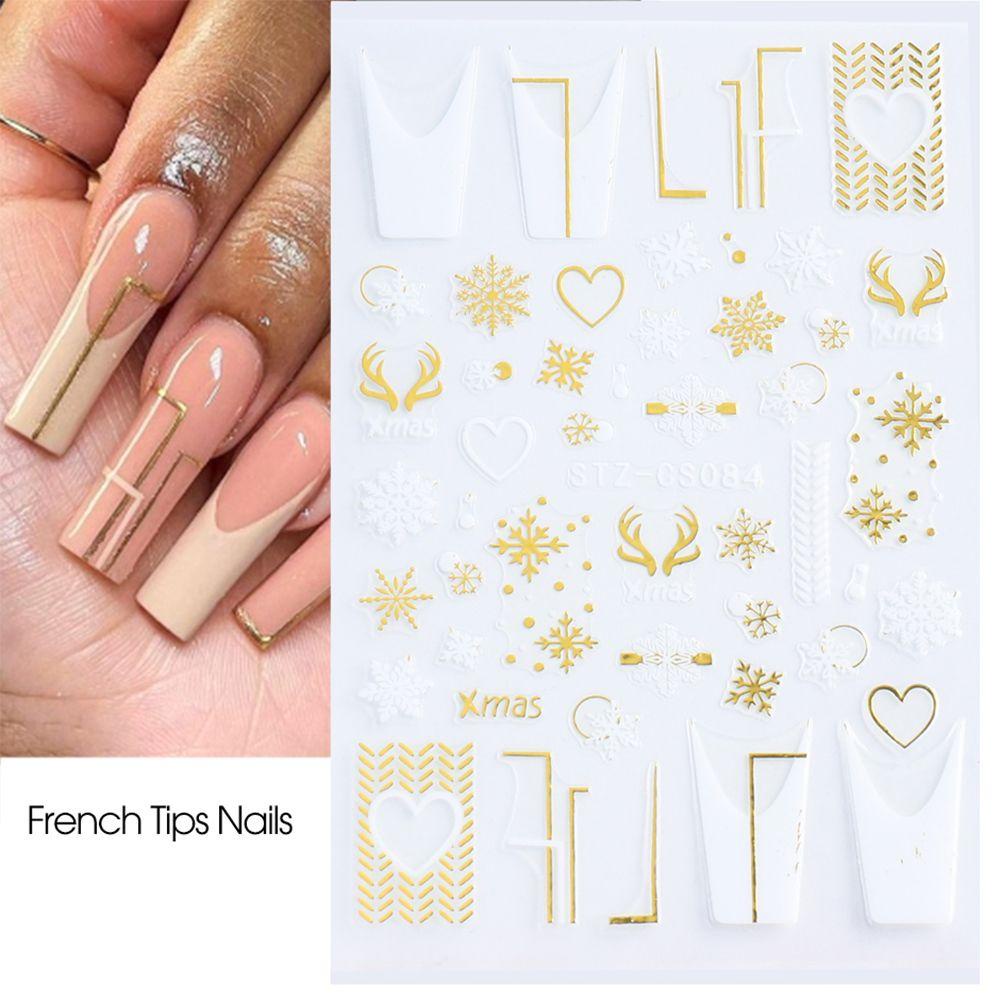 R-flower 3D Stiker Kuku Nail Art Aksesoris French Sliders Xmas Kartun