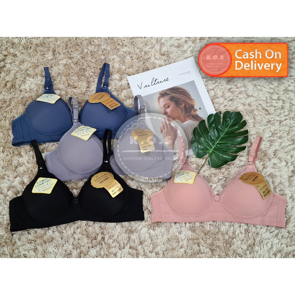 Bra Bh Wanita tanpa kawat renda atas berpori size 34-40 kait 3