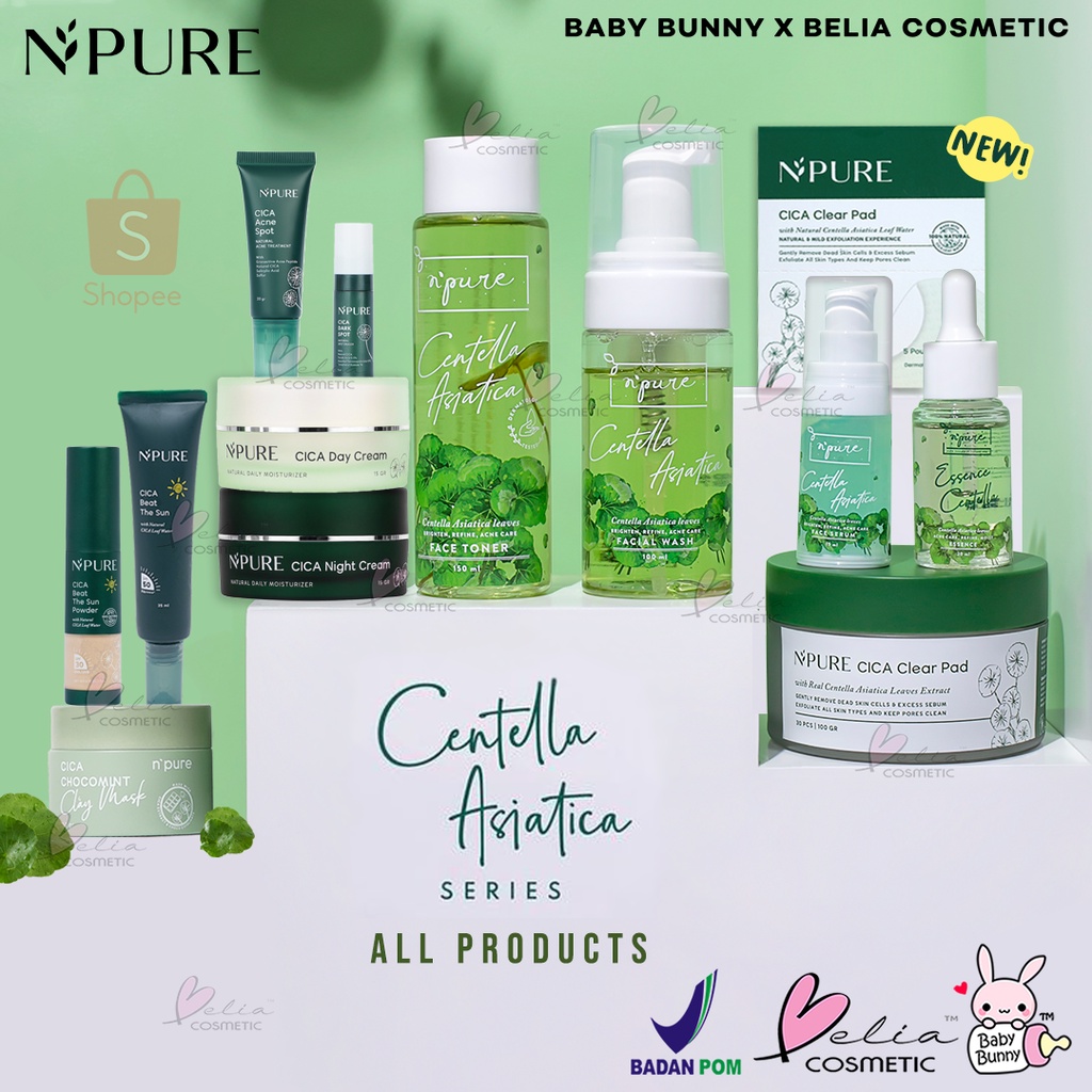 ❤ BELIA ❤ N'PURE Centella Asiatica | Cica Series | Toner | Essence | Face Wash | Clear Pad Npure | Cica Stater Kit | BPOM