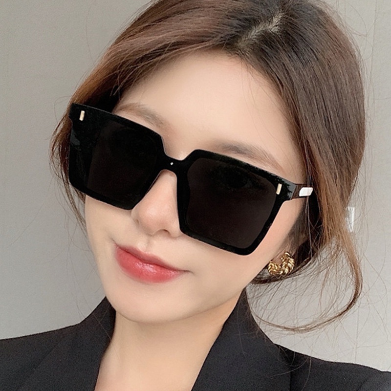 Kacamata Hitam Model One Piece Oversized Bentuk Persegi Gaya Korea Untuk Pria Dan Wanita