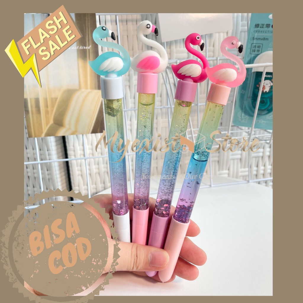 

pen glitter flamingo alat tulis lucu unik kantor perlengkapan sekolah ready jakarta bisa cod karakter hewan -IVN499