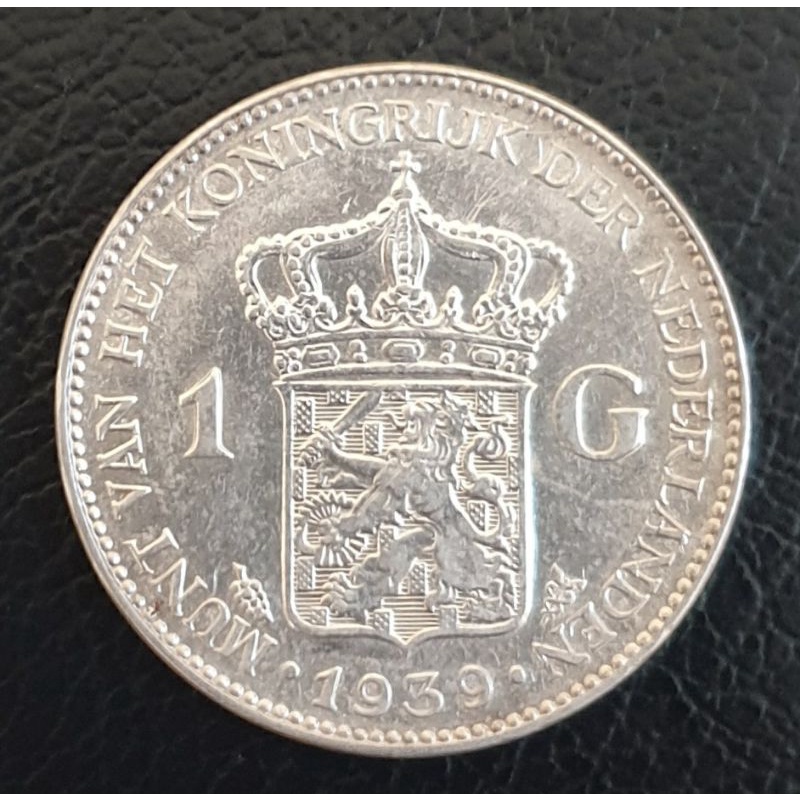 koin kuno 1 Gulden Wilhelmina tahun 1939 XF