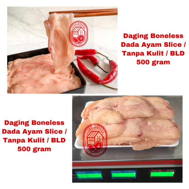 

Daging Ayam Slice / Boneless Dada Ayam Tanpa Kulit / Fillet 500 gram