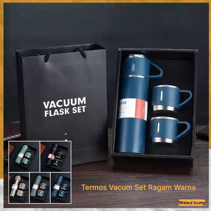 GIFT BOX Termos Vacuum Awet Panas dingin Flash gift set hampers Ide Kado 500ml souvenir thermos thumbler botol Waisul icung