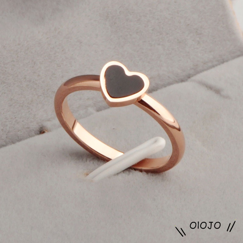 【COD】Korean Cinta Hati Cincin Titanium Lapisan Emas Model  Rose Gold