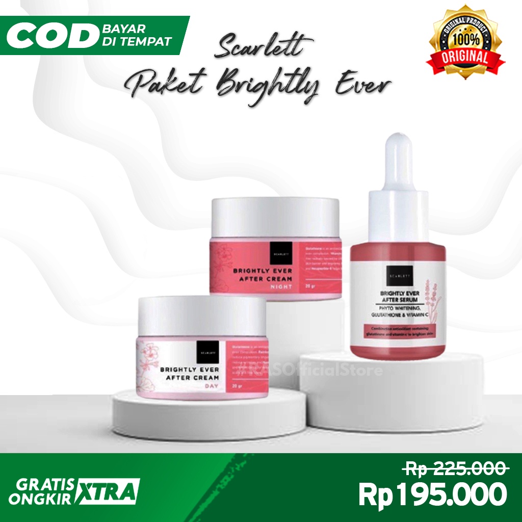 Paket Scarlett Whitening Brightly Ever Cream - Serum 3in1 Original