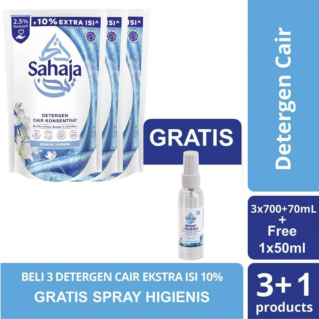 Sahaja Deterjen Cair Yasmin 3 x 770 mL [Free Sahaja Spray]