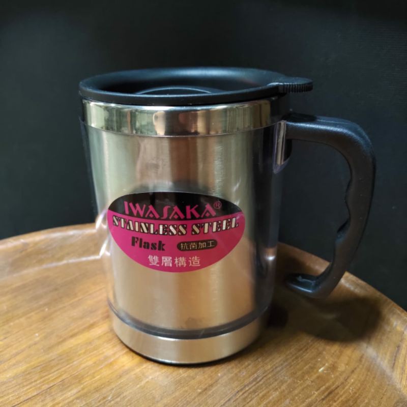 Mug Thermo DOUBLE WALL IWASAKA Stainless Steel Gelas Thermos Termos Air Kopi Panas Flask