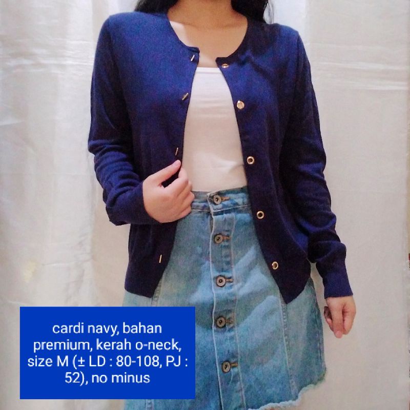 NEW STOCK‼️THRIFT Cardigan Vest Rajut Premium Pastel Kepang Cable Branded Academia Ketupat Argyle Murah-cardi navy premi
