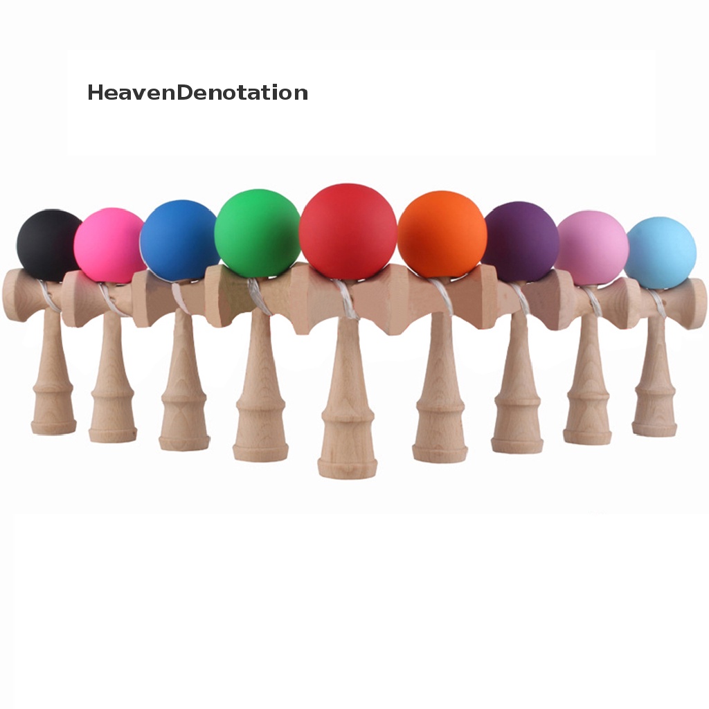 (Heavendenotation) 1pc Kendama Mainan Tradisional Jepang Bola Karet Bahan Kayu