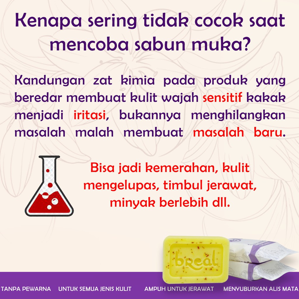 Sabun Jerawat Dan Bekas Jerawat Pria Wanita Organik Safron Soap Saffron Bopeng BREAL Sabun Safron 20