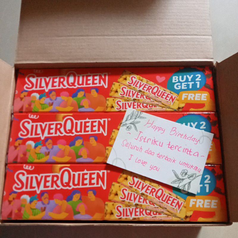 Silverqueen buy 2 get 1 free (3*58 gram) Custom Ucapan (free)