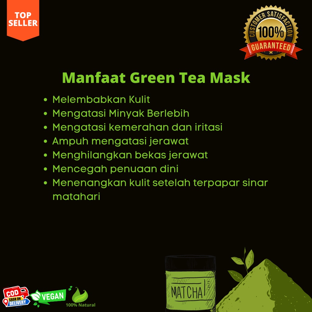 Masker Green Tea Masker Wajah Pria Clay Mask Masker Jerawat Organico