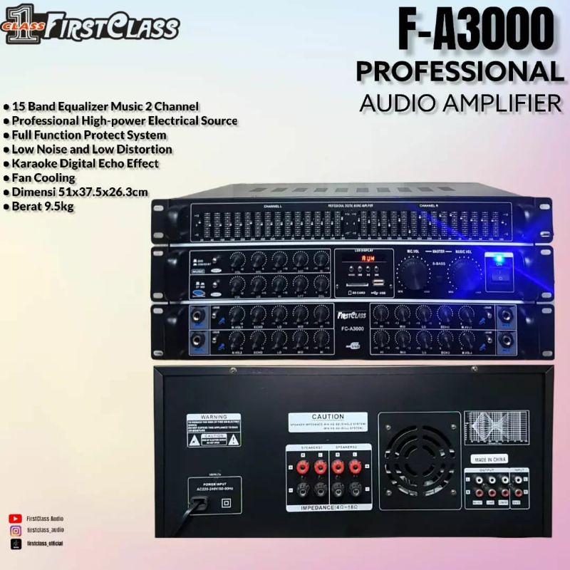 Power Ampli Bluetooth Firstclass Fc a3000 fc a 3000 Original Amplifier Karoke mixing Equalizer