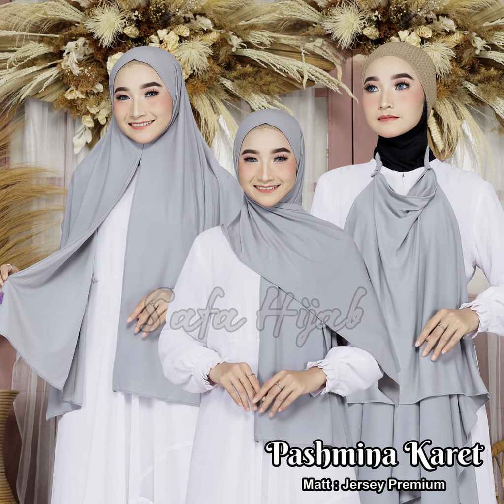 Pashmina Instan Karet Jersey Premium Hijab Instan Jersey Tali Karet Kerudung Pashmina Karet Safa Hijab