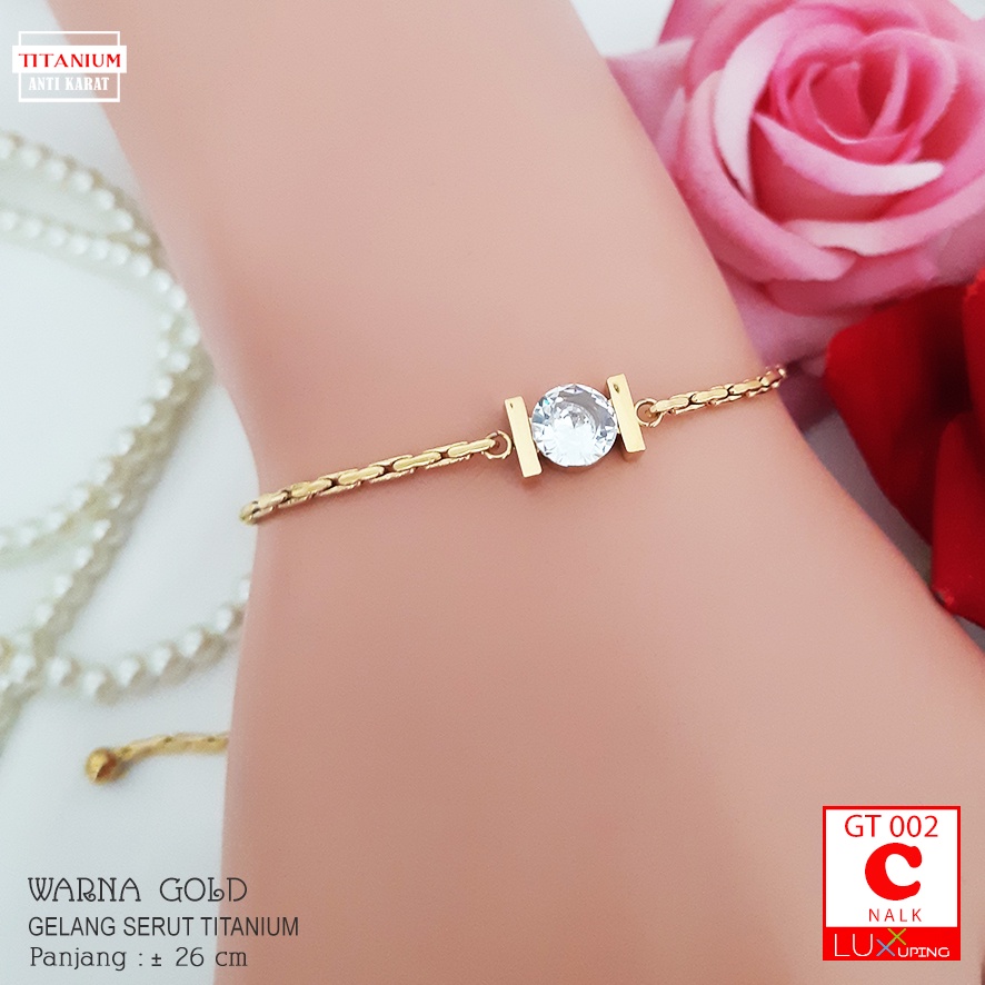 GT 002 Gelang Serut Titanium Kupu Cantik Premium  Gelang Stainless Steel Anti Karat Perhiasan Imitasi Anti Karat Selamanya Gelang Stainless Mas Gold Rose Gold Gelang Kupu  Luxx Xuping