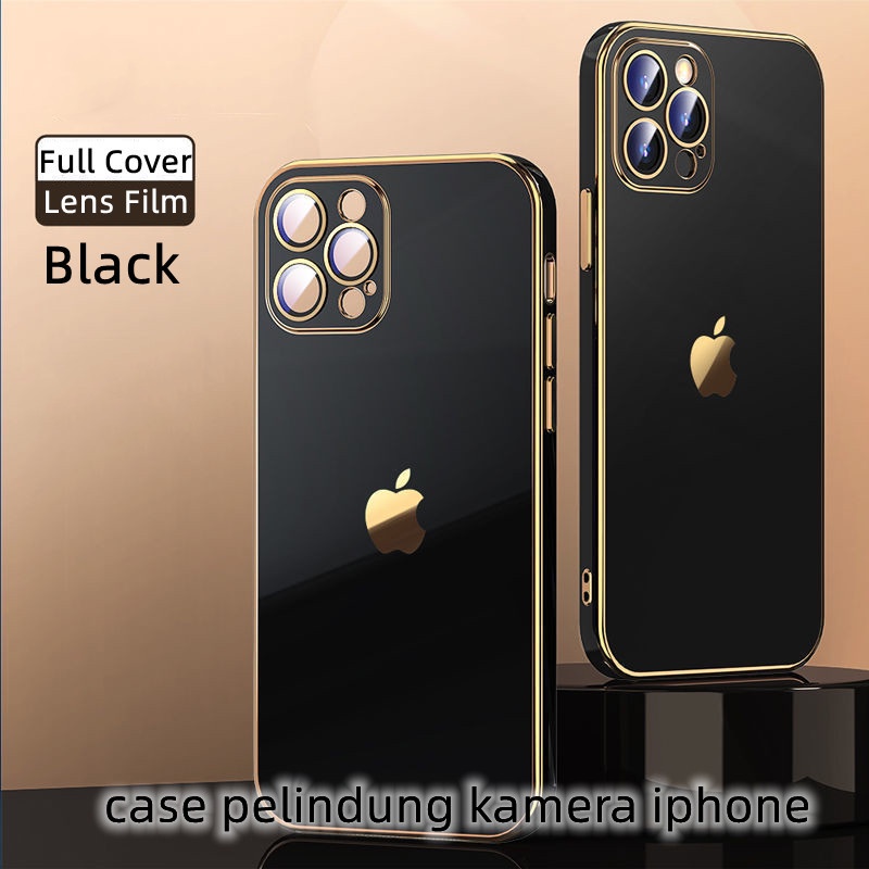 (Plating) Casing Soft Case Pelindung Lensa Kamera Shockproof Untuk iPhone 13 / 12 / 11 Pro Max / XR / XS Max