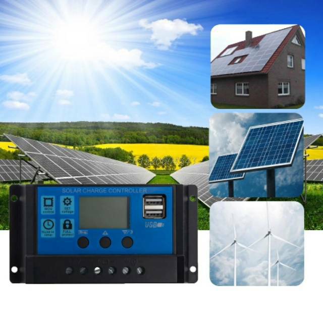 Auto Solar Charger Charge Controller 10A 12V 24V PWM Controllers LCD Dual USB 5V Output Solar Panel