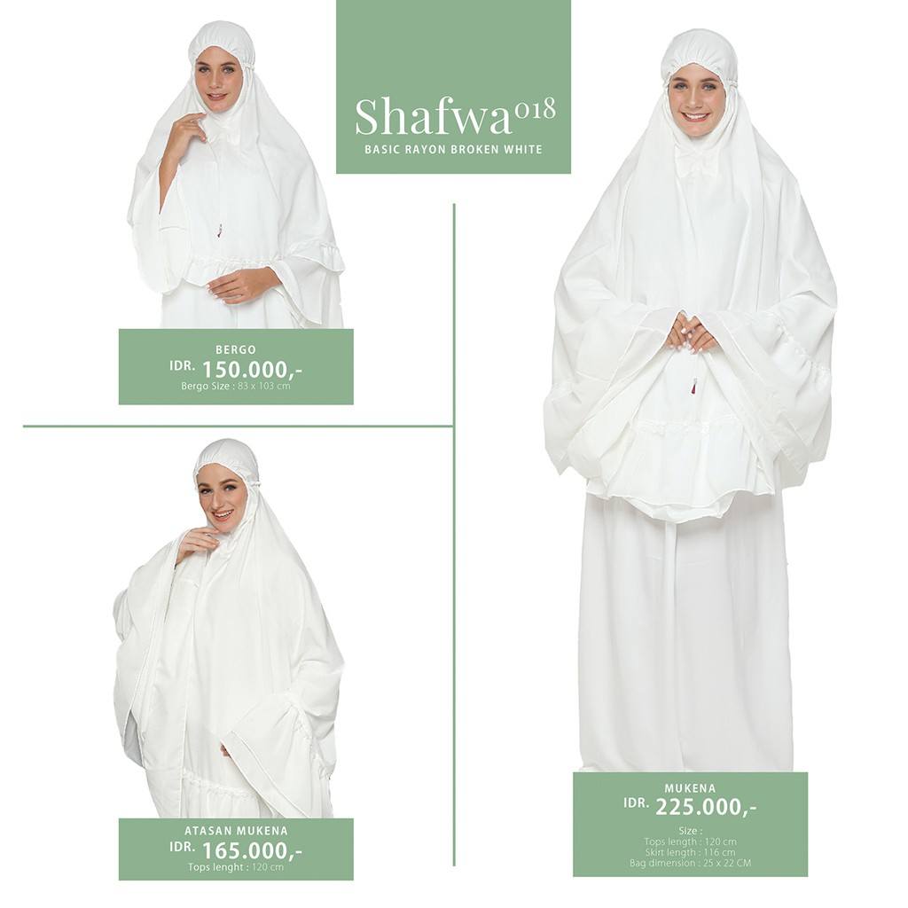 Mukena Haji Umroh Tatuis Shafwa 018 Rayon Adem Putih Tulang Broken White Polos Renda Polos Travel