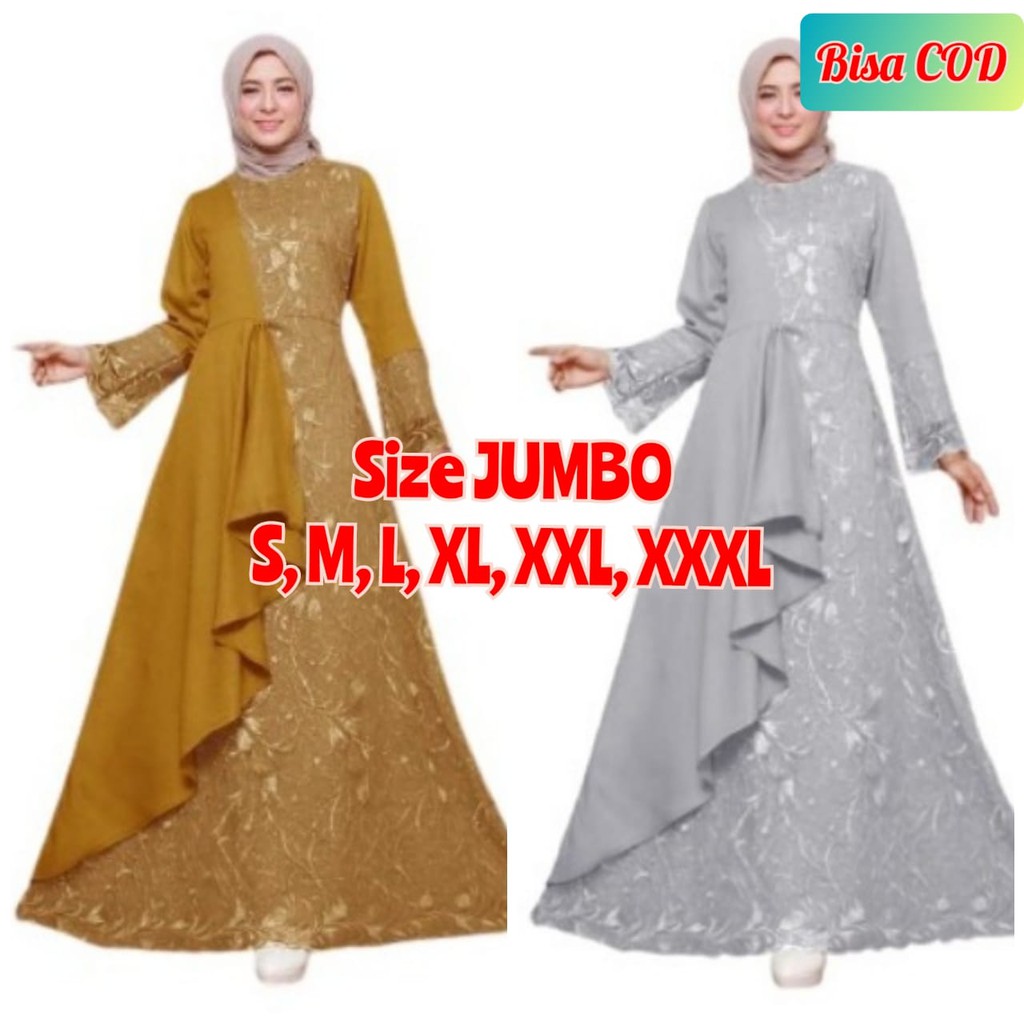 Gamis brukat Tile syari baju lebaran remaja brokat pesta kondangan wanita jumbo CR01 mewah terbaru