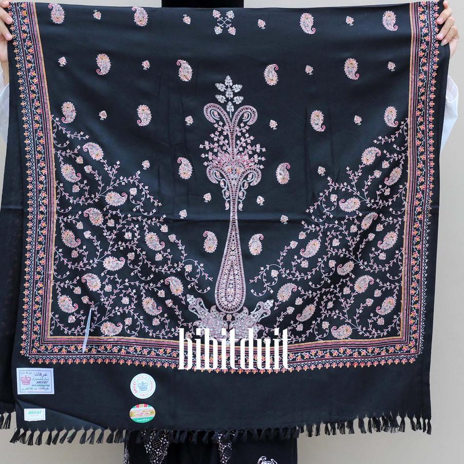 Terbagus.. Sorban panjang kashmiri premium loncer rumbai motif print bahan wool