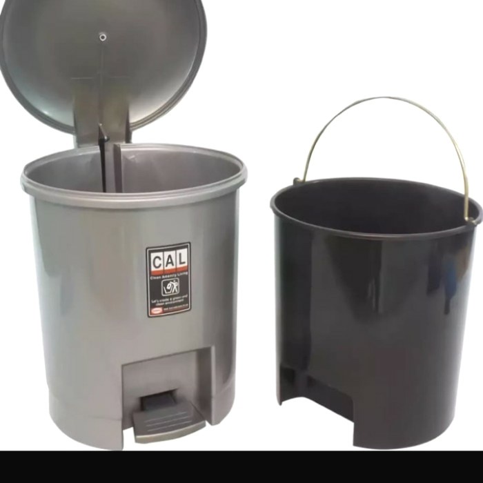 Tempat Sampah Abu Silver Injak + Ember Plastik Awet Kuat Tebal Shinpo Kapasitas 12 Liter 12L Tong Sa