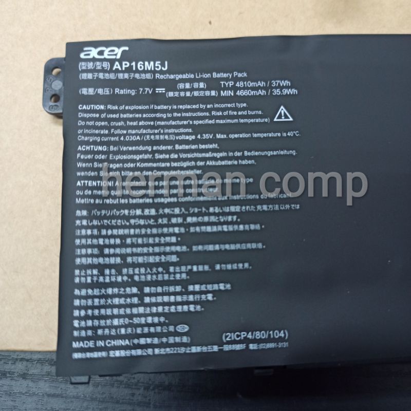 Original Baterai Acer Aspire 1 A114-31 Aspire 5 A515-51 AP16M5J