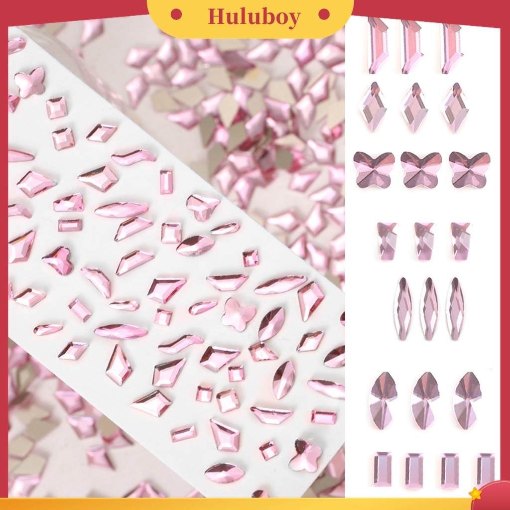 Huluboy Huluboy♡ 50 Pcs Ornamen 3D Bentuk Irregular Bahan Resin Warna Pink Untuk Dekorasi Nail Art