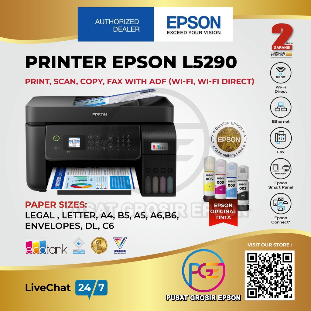 Jual Printer Epson L5290 Ecotank A4 Wifi All In One Print Scan Copy Fax Adf Eco Tank Shopee