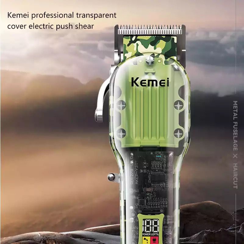 Alat Cukur Rambut Kemei KM 1926 Hair Clipper Electric Professional Power Turbo Transparan LCD Display Cukuran KM-1926