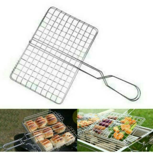 Alat Panggang Stainless Jepit Panggangan Ikan, Sate, Ayam, Alat Bakaran