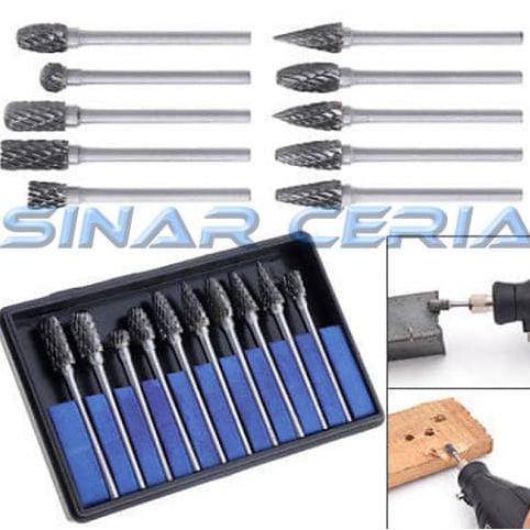 Mata Bor Tuner set Tungsten 10pc Carbide Shank 3mm Rotary mini Grinder sincer02 Kualitas Baik