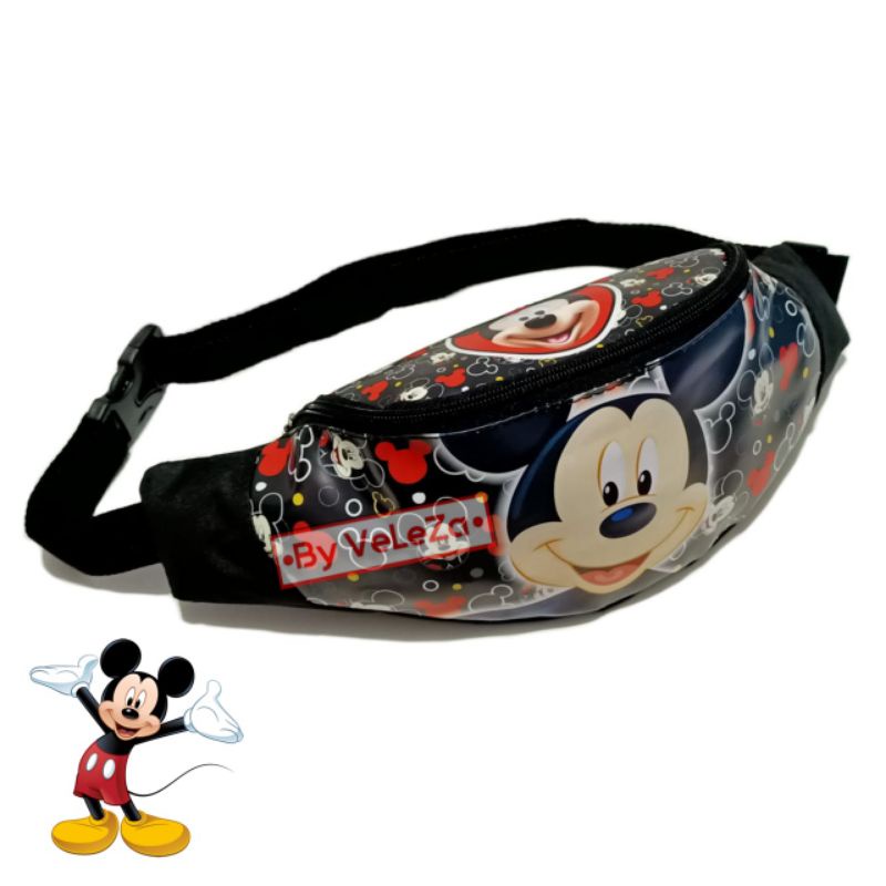 Waistbag anak karakter Minnie Mickey mouse hello Kitty 2in1 - tas + jam tangan - tas anak