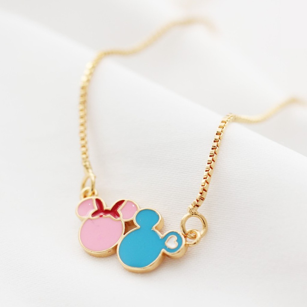 Kalung Anak Mickey Minnie Biru Pink Perhiasan Cantik Anak Lapis Emas 18k 634