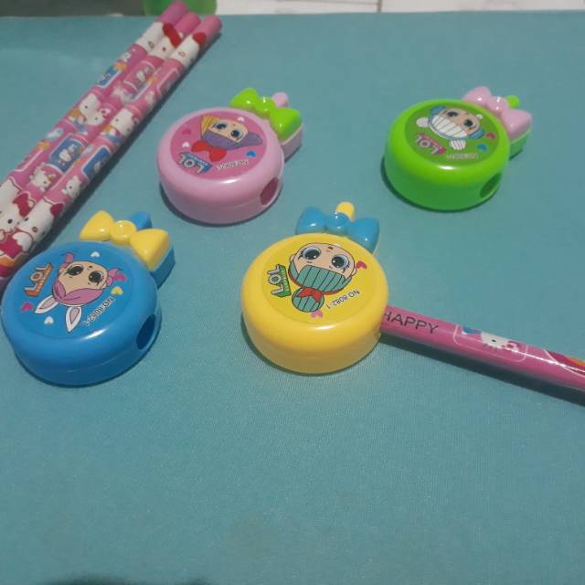

LOL pensil sharpener / serutan + pensil kayu