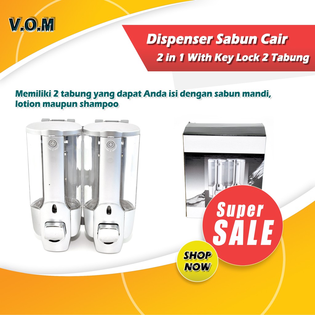 VOM Dispenser Sabun Cair 2 in 1 With Key Lock 2 Tabung Double - 0101