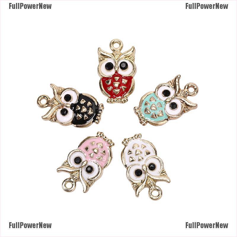 [FULLのJY] 10Pcs/Lot Owl Enamel Alloy Charms Pendant Necklace DIY Craft Jewelry Making Gift