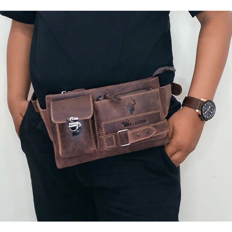 Waistbag Pria 100% kulit sapi asli Wr.Leather classic limited